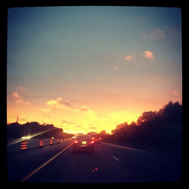 Chasing the setting sun on the way home to El and the boys.