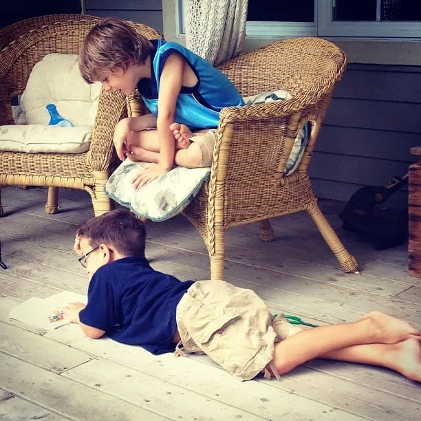 Isaac reading to Gabriel. #precious