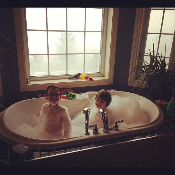 World&#x27;s biggest bubble bath after building a fort in the blizzard!