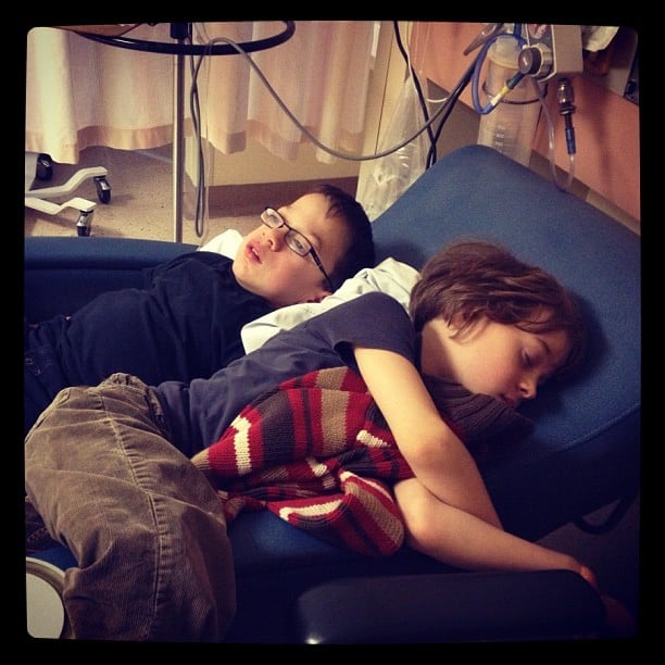 Nap time for my precious boys at the hospital.