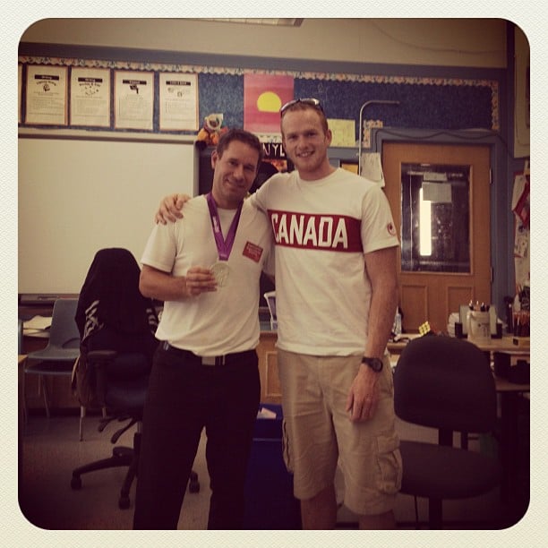 Visit today by Olympic Silver Medalist Will Crothers. I was Will's Student Teacher in both grade 7 and 8 (they have me my nickname of MC, which still stands today!) Proud of all he's accomplished and proud of the wonderful person he's become. Thanks for dropping in, Will. You inspired a lot of kids today!