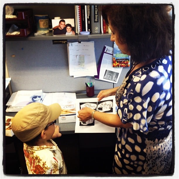 Isaac learning all about the research being done here, with Lilla Simonaro, the lead researcher. Exciting times!