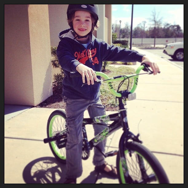 Gabe's new bike, perfect for our time in the sunny south :-)