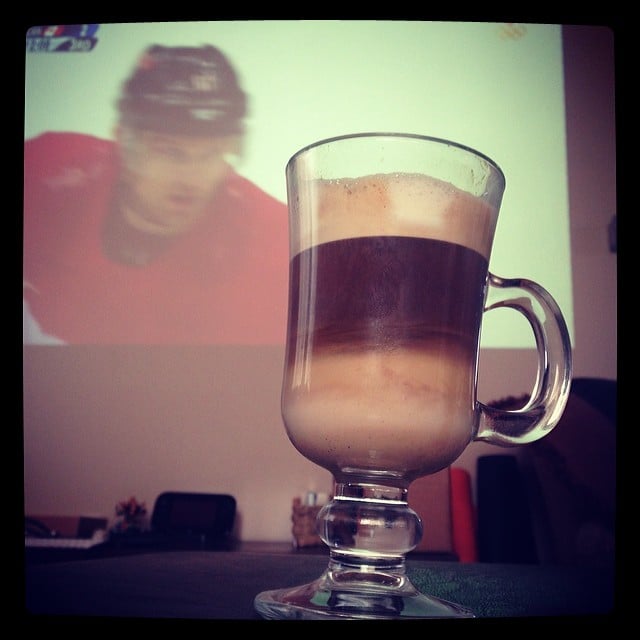 Well...not a beer for the hockey game this morning, but the next best thing - Latte with Amarula. #GoCanada